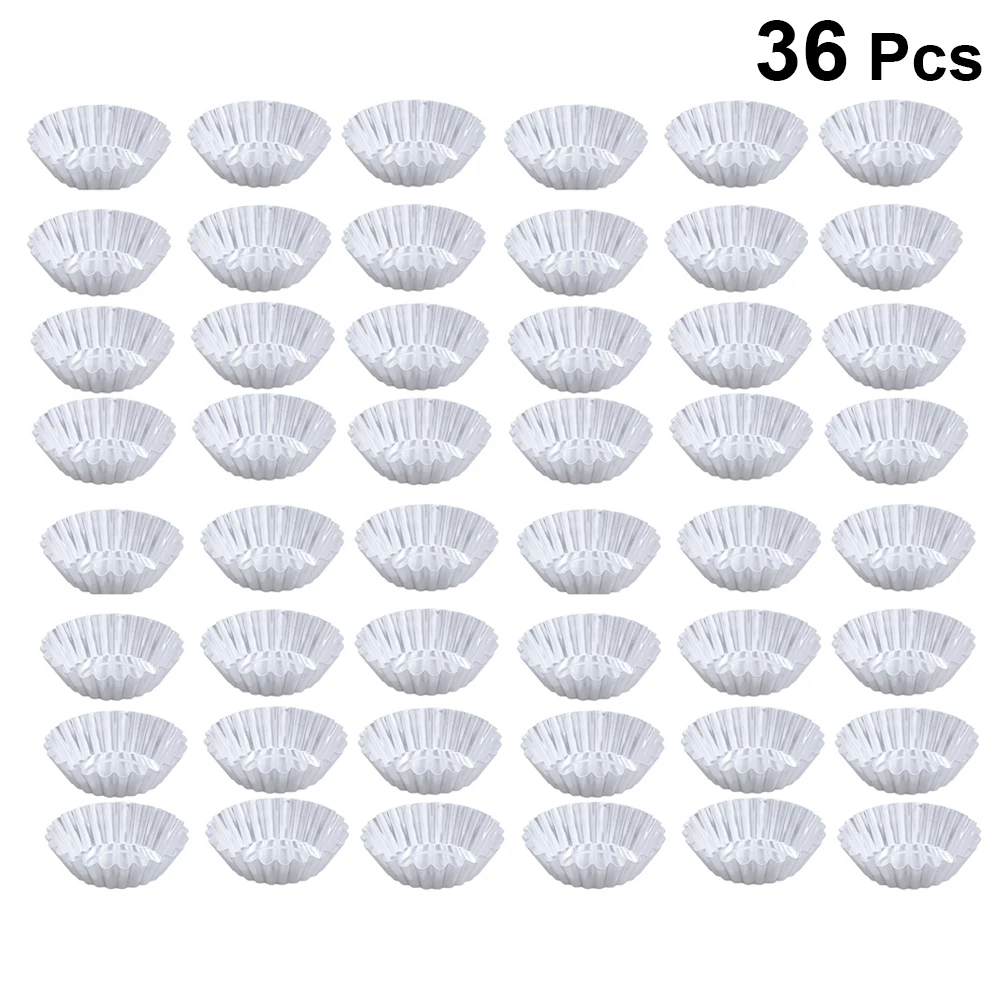 

36pcs Reusable Silver Stainless Steel Cupcake Egg Tart Mold Cookie Pudding Mould Nonstick Cake Egg Baking Mold Pastry Tools