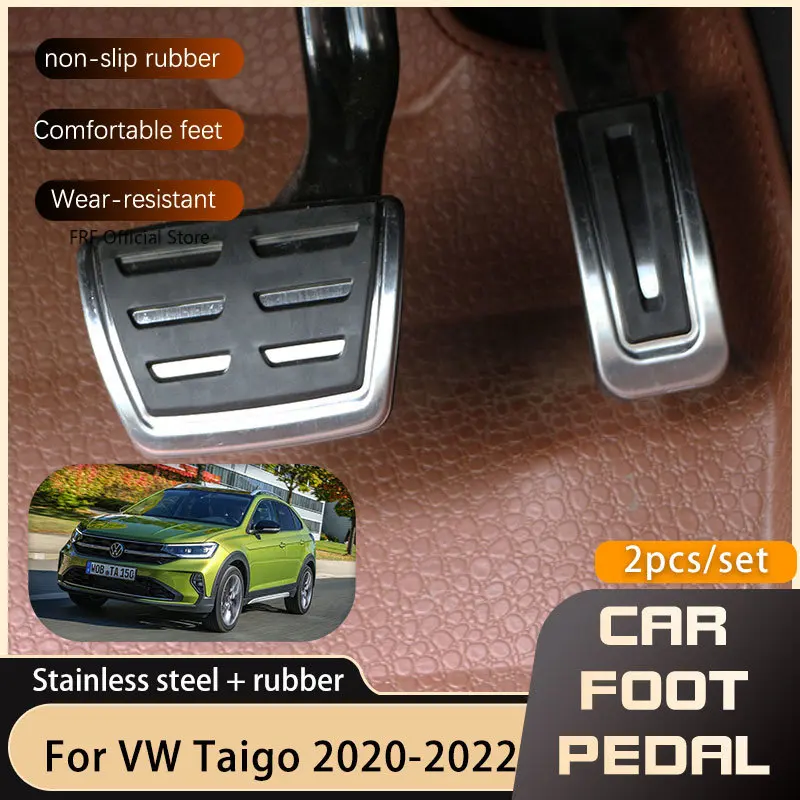 

2PCS Car Foot Pedals For Volkswagen VW Taigo Nivus 2020 2021 2022 Accelerator Brake Stainless Steel No Drilling Pedal Cover Pad