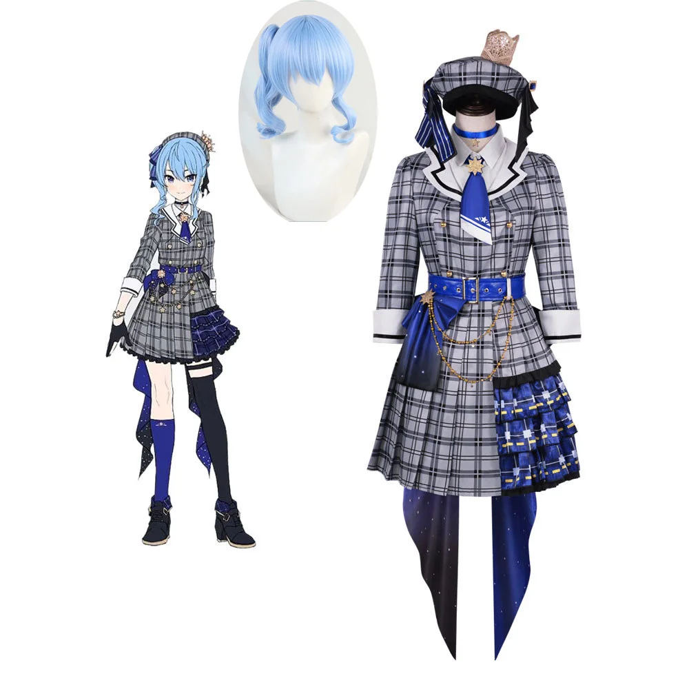 

Hololive Hoshimachi Suisei Cosplay Costume Vtuber Suisui Wig Headwear Halloween Party Youtuber Stage Costumes