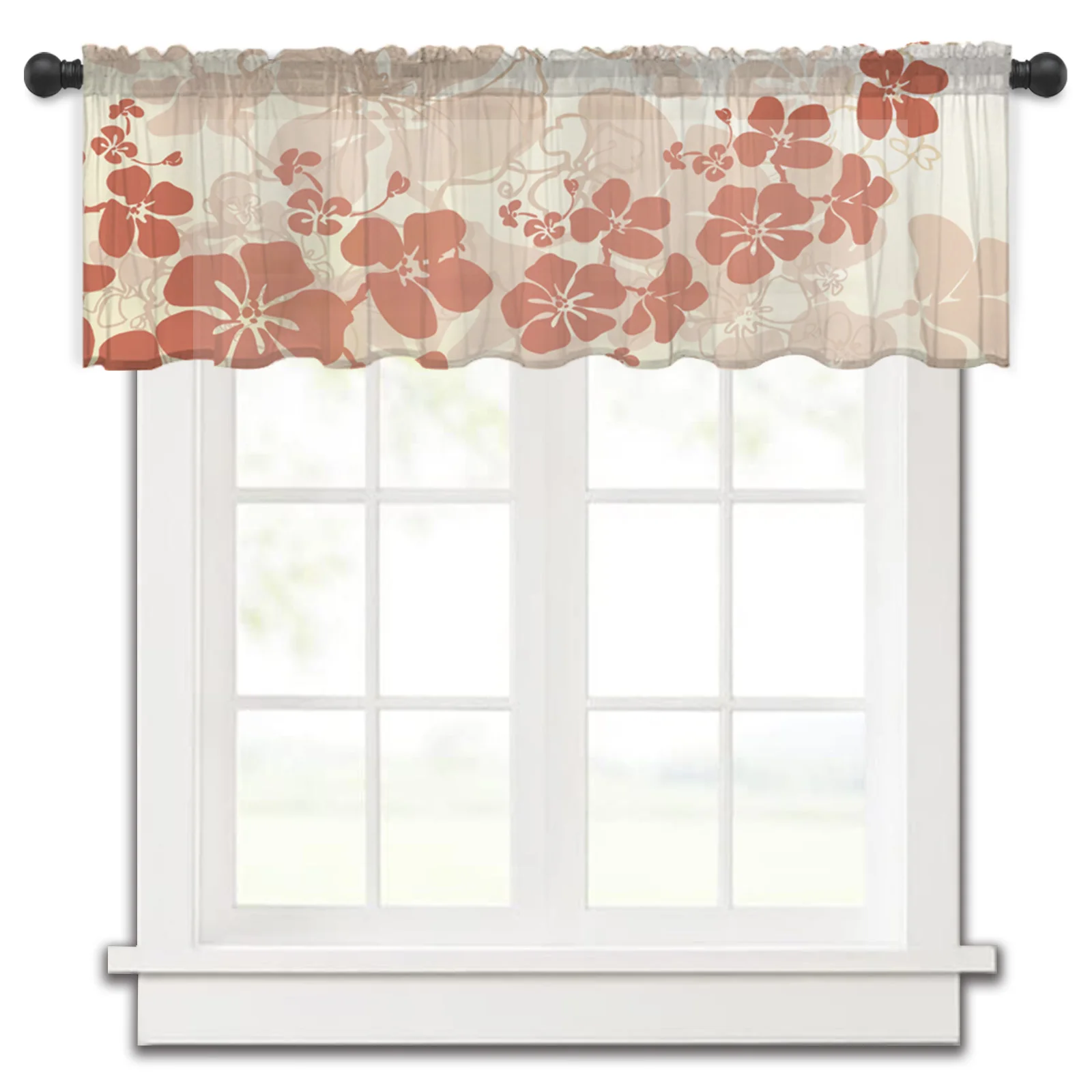 

Petal Flower Tulle Kitchen Small Window Curtain Valance Sheer Short Curtain Bedroom Living Room Home Decor Voile Drapes