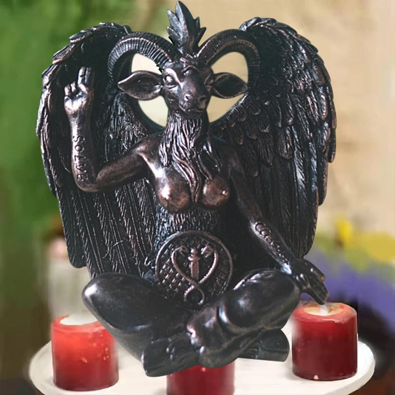 

Satan Goat Baphomet Statue Hanging Door Knocker Plate Decor Plaque Resin Crafts Religious Ornaments Home Decor Sculpture
