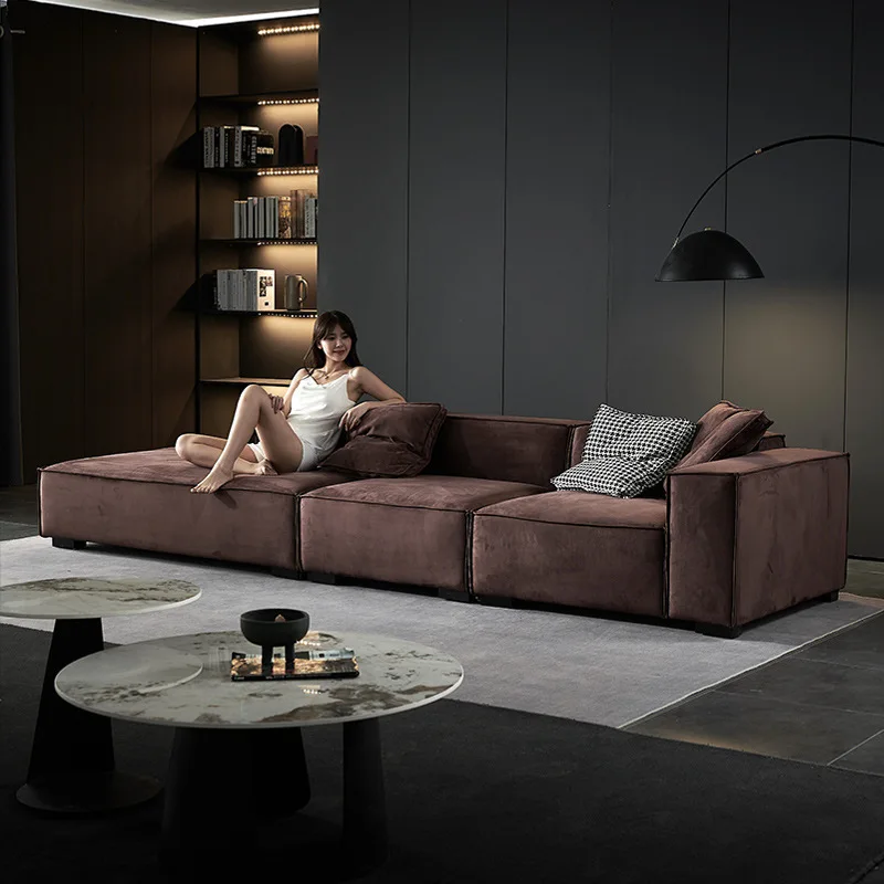 

Светлый Роскошный итальянский минималистичный диван Yili, современный простой латексный прямой тканевый диван для гостиной, супермягкий куб...