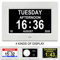 gift idea multi languages desktop led calendar clock with 12 alarmsremote control and smart brightness home office decoration