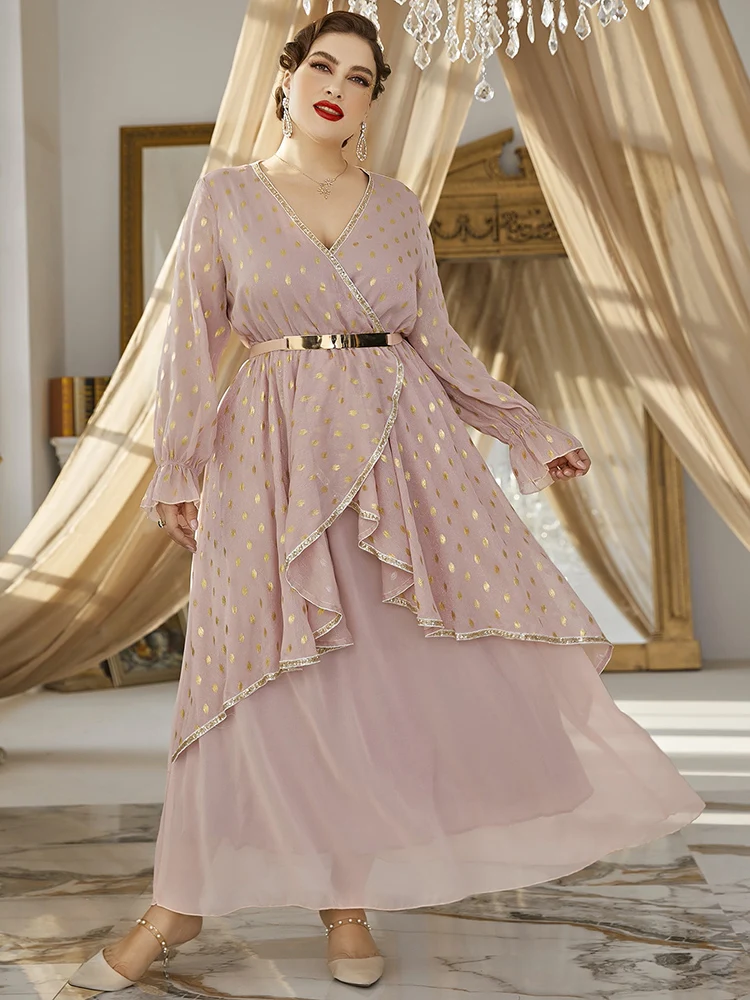 

TOLEEN Women Plus Size Maxi Dresses 2022 New Luxury Chic Elegant Long Sleeve Sequin Muslim Turkey Evening Party Wedding Clothing