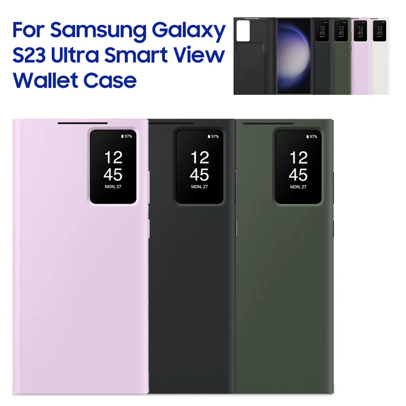 

Вертикальный зеркальный Чехол-бумажник для телефона Samsung Galaxy S23 Ultra SM-S918B Smart View