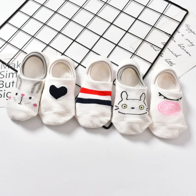 10 Piece=5 Pairs/lot Cute Animal Spring Women Socks Set Korean Style Funny Cat Dog Panda Low Cut Ankle Short Sox Happy Size34-40 images - 6