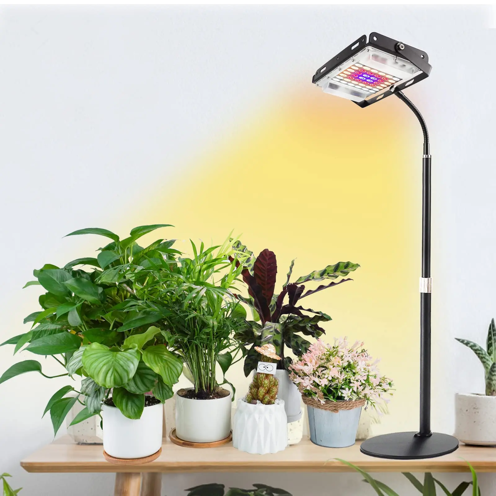 Stand , Table Top Spectrum Houseplant Growing Lamp With Timer 9/12/15h, 38-67cm Height Adjustable 360° Gooseneck For Indoor Plants Succulent