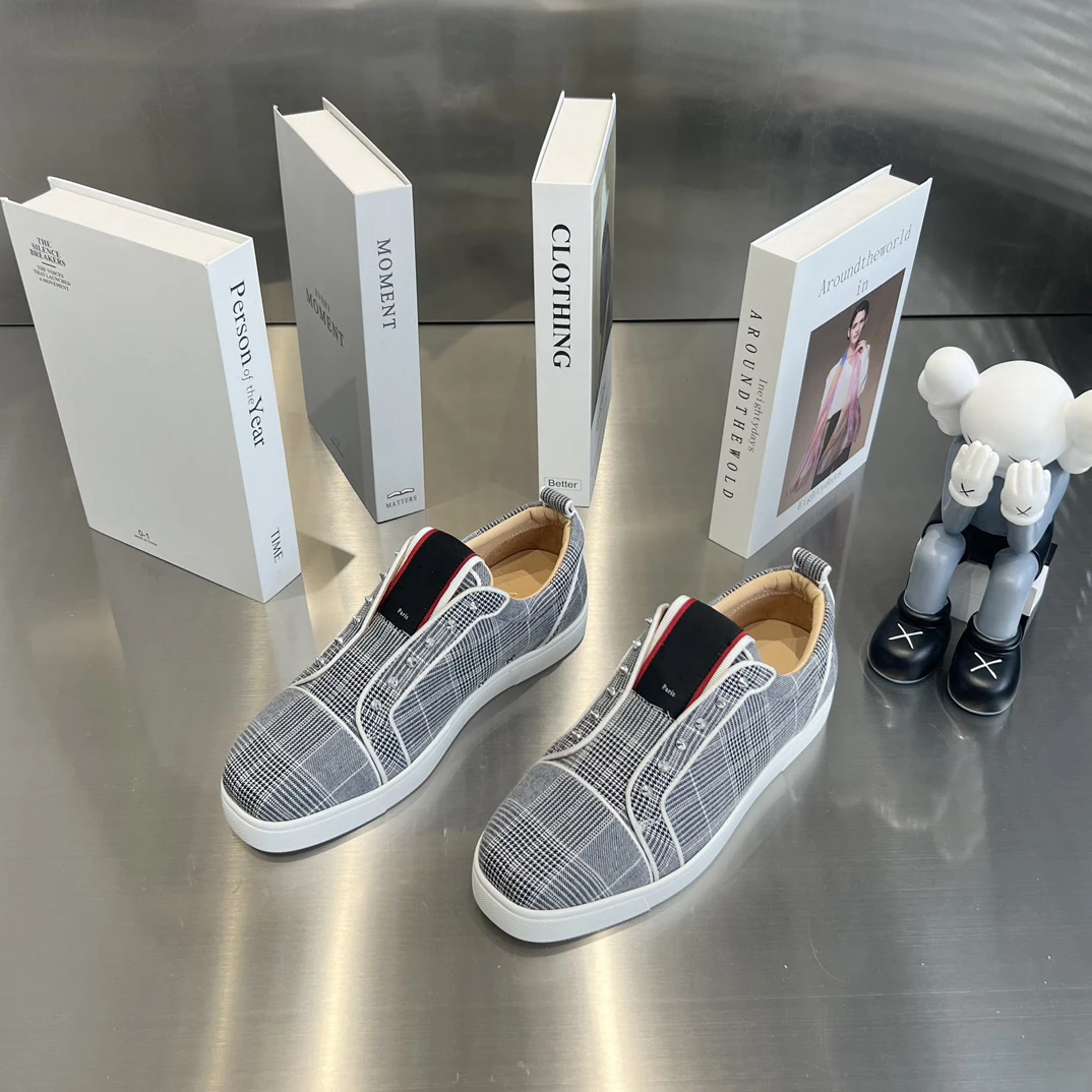 

Top Quality Red Sole Womens Trendy Casual Shoes 35-48 Luxury Mens Real Leather Sneakers Designr Couple Rock Tide Shoes HJ1275