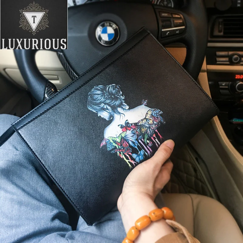 

Fashion Brand Men's Clutch Bags 2024 New Envelope Handbags High Quality Leather Business Wallet Casual Vintage iPad Purses Male