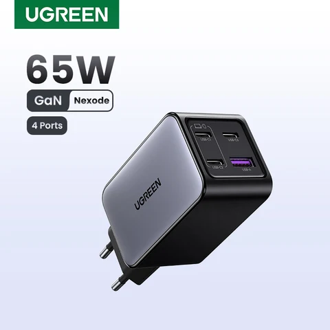 UGREEN 65 Вт GaN Зарядное устройство 4 порта USB C Быстрое зарядное устройство Quick Charge 3.0 PD 3.0 Для Macbook Air Ноутбуки Планшет iPhone 16 15 14 Pro Max