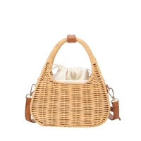 fashion rattan women handbags designer wicker woven shoulder crossbody bags handmade rope woven summer beach bag small tote bag