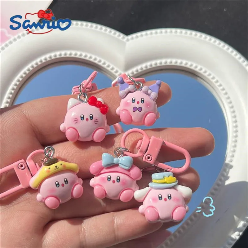 Милый брелок Sanrio с куклой Hello Kitty Kuromi, брелок с розовым коричным помпоном, пуриновый кулон, детские рождественские подарки
