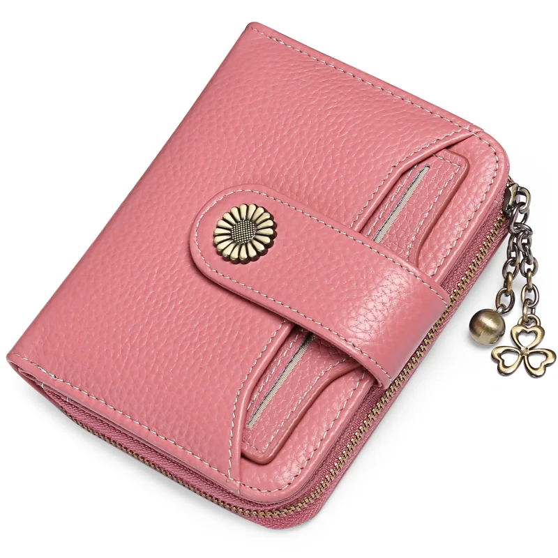 

New Genuine Leather Women's Wallet Short Student Korean Edition Multi Functional Mini Zero Wallet Driver's License Wallet