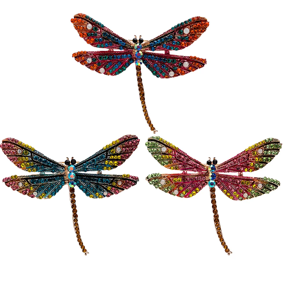 

Drip Color Diamond Dragonfly Corsage Breastpin Brooch Insect Personalized Alloy Colorful Exquisite Exaggerated Crystal Decor