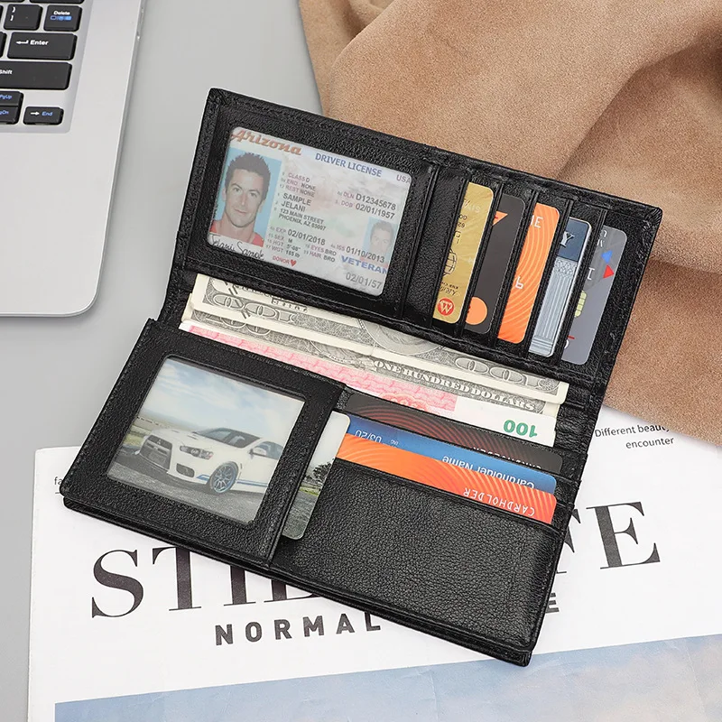 

Business Leather Wallet for Man Top Layer LeatherRFIDAnti-Theft Swiping Multiple Card Slots Long Wallet
