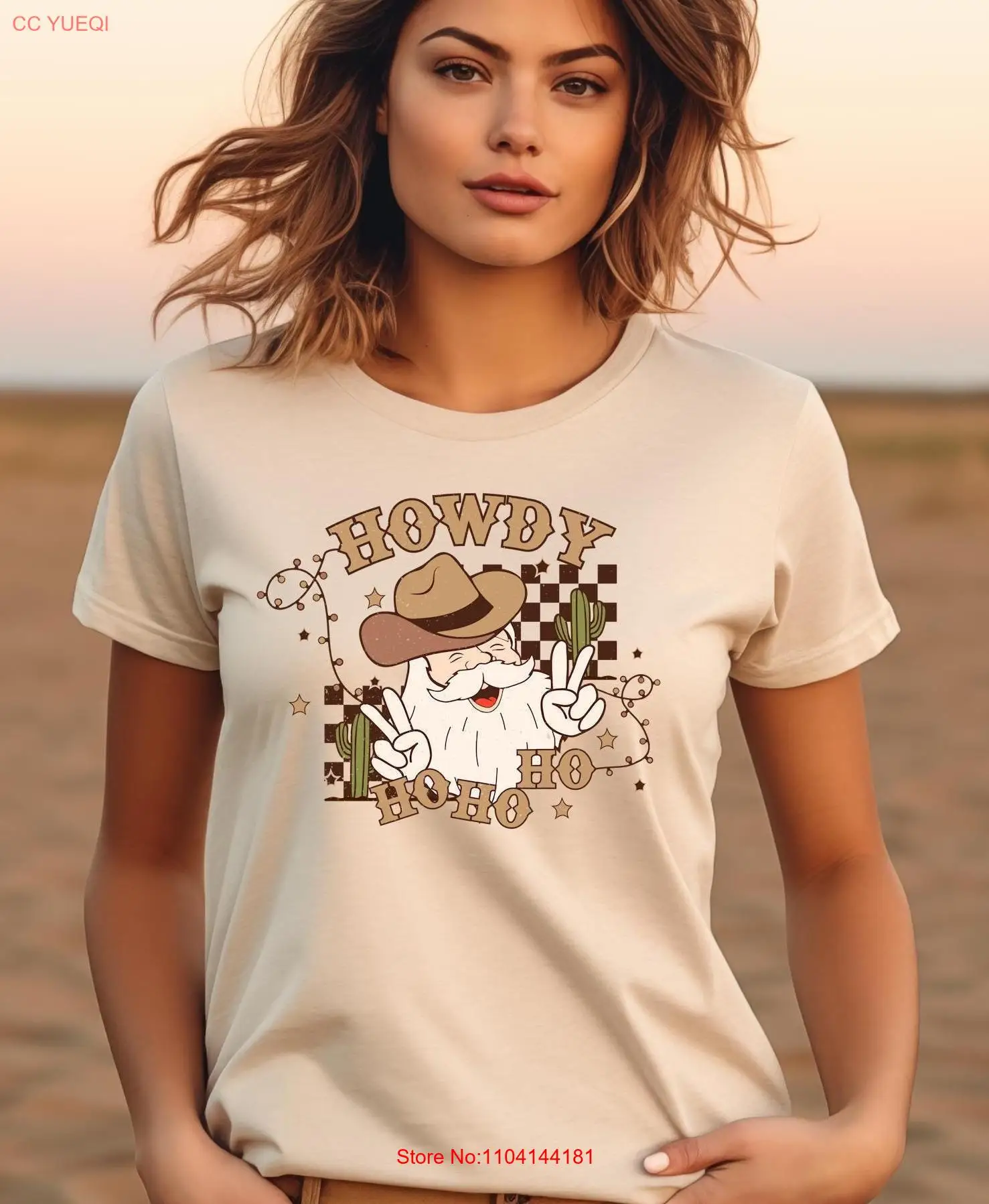 Футболка Howdy Santa Ho Cowboy Christmas Party Western Xmas Retro с длинными или короткими рукавами