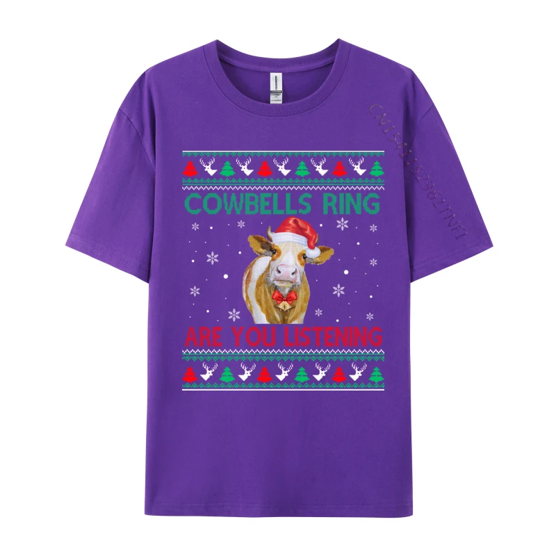Cowbells Ring Are You Listening Funny Christmas Ugly Sweater T-Shirt Aesthetic Camisas Men Harajuku Shirt Slim Fit Tshirt