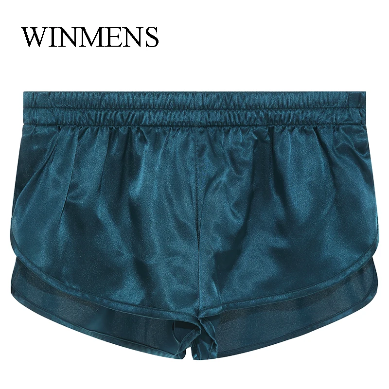 Summer Ruffled Men's Undershorts Solid Silky Bulge Penis Pouch Inside Arrow Pants Youth Loose Causual Boxer Shorts Underwear