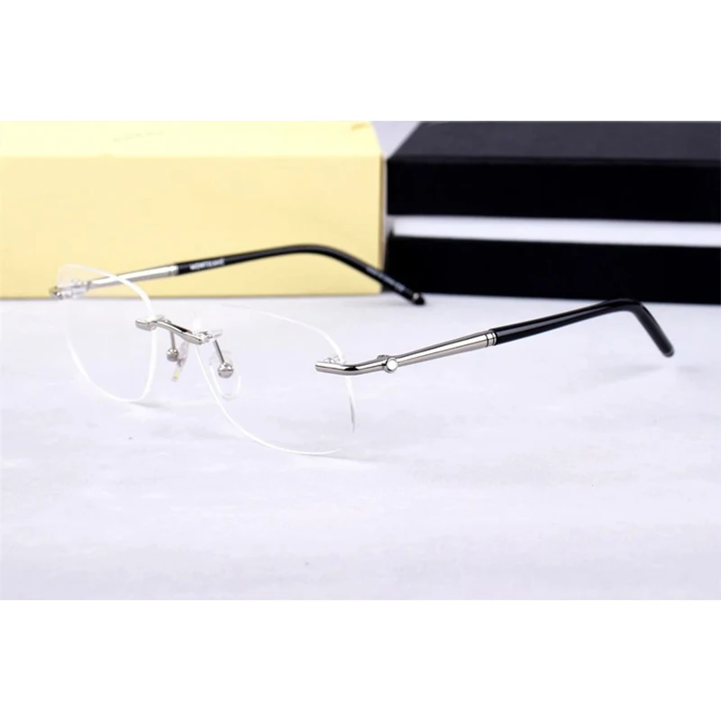 Ретро титановые роскошные очки без оправы в квадратной оправе мужские