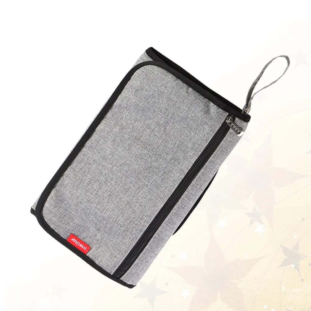 

1pc Baby Diaper Mat Foldable Nappies Changing Pad Portable Waterproof Diaper Change Mat Storage Bag (Grey)