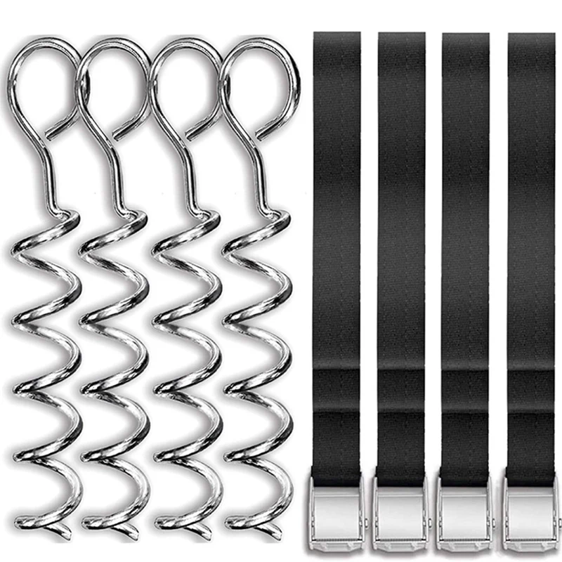 

Trampoline Stakes Anchors Galvanized Trampoline Anchors Trampoline Wind Stakes Heavy Duty Spiral Ground Anchor / 4 Pack
