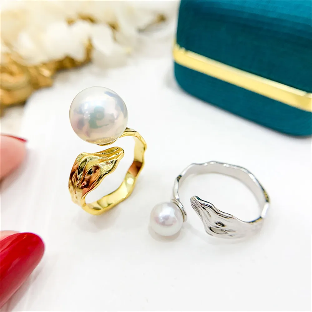 

Classic Rings Resizable Design Rings Base 18K Gold-Plating Pearl Rings Settings Women DIY Pearl Rings Accessory No Pearl