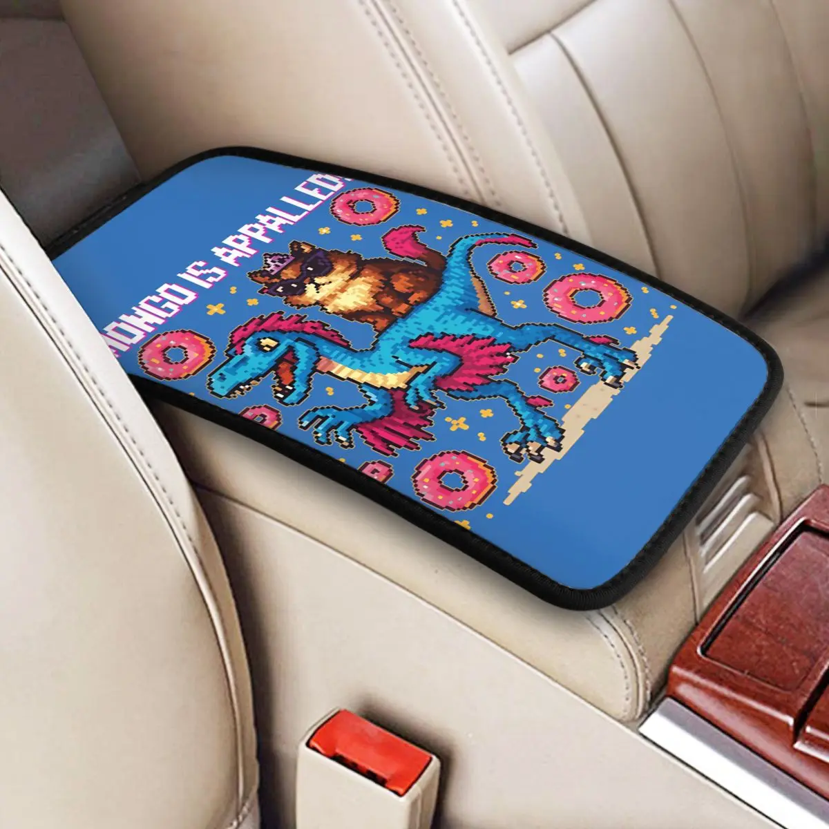 Фото Кожаная накладка на центральную консоль Mongo Is Appalled Car Armrest Cover Mat Dungeon Crawler Carl, чехол для подлокотника, накладка на отсек для хранения, аксессуар для интерьера автомобиля №1