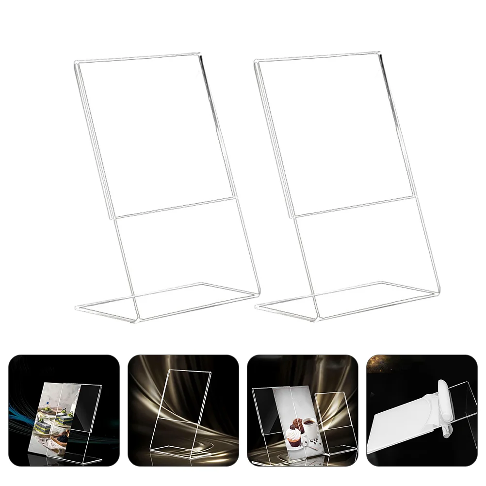 

3 Pcs Display Stand Table Top Sign Holder Desktop Menu Storage Rack Wall-mounted Label Acrylic Ad Frame Flyer Qr code