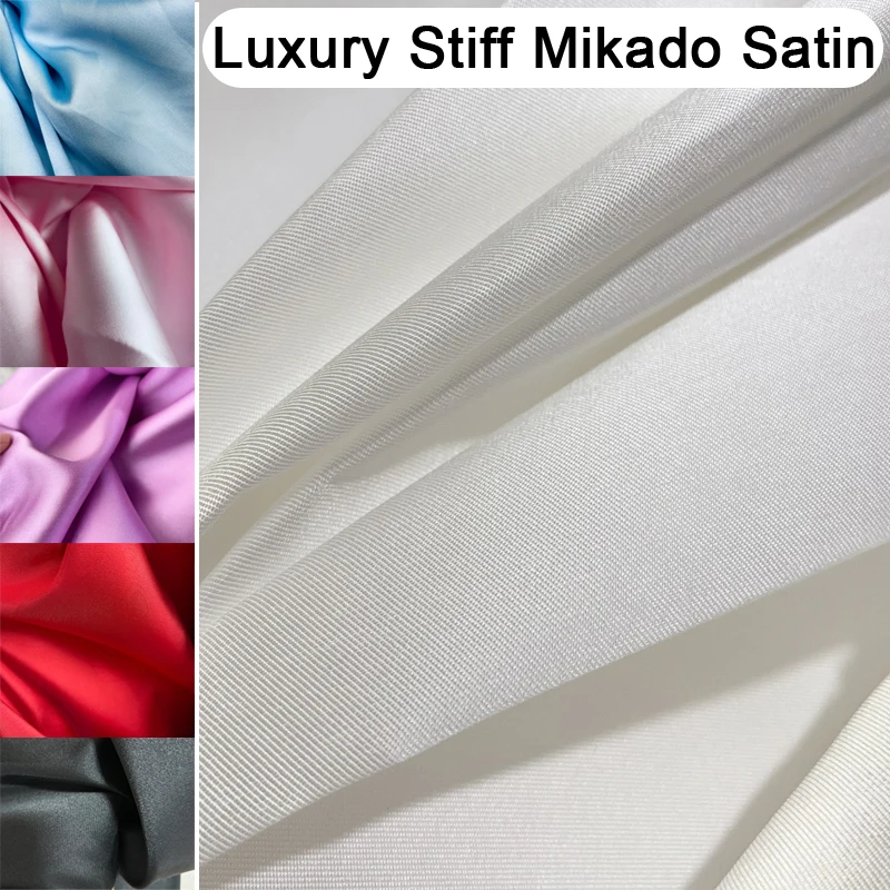 Роскошная жесткая атласная ткань Mikado по дворам для свадебного платья костюма