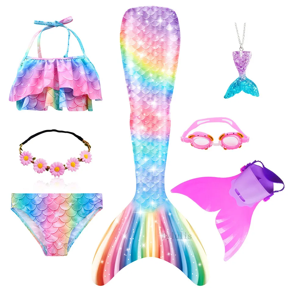 Купальный костюм для девочек с хвостом русалки пляжный купальный моноластами