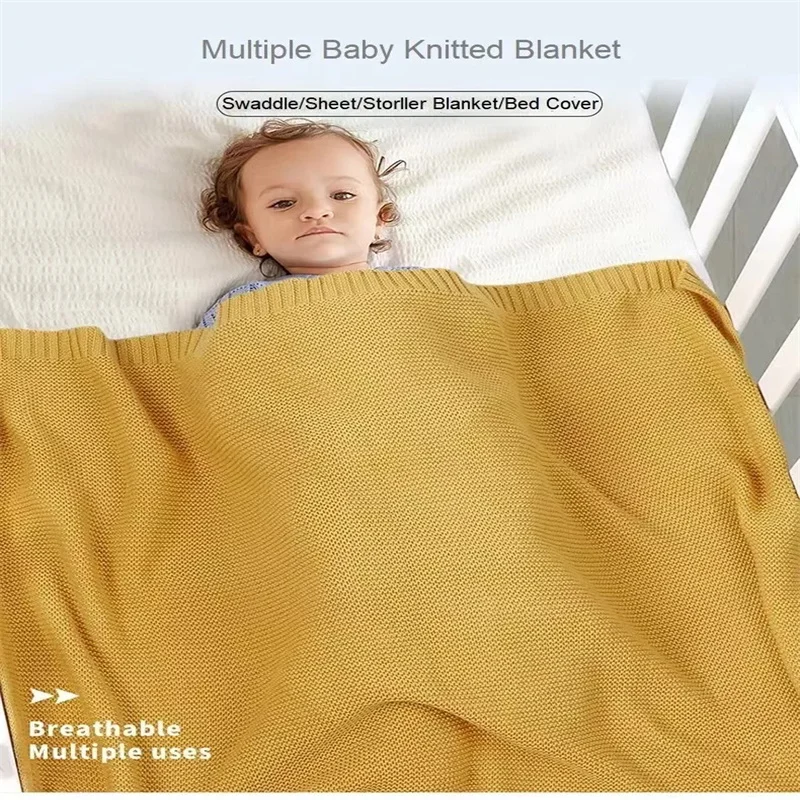 

100*80cm Baby Knitted Blanket Quilt Super Soft Toddler Infant Bedding Newborn Swaddle Wrap Soft Bed Stroller Blankets