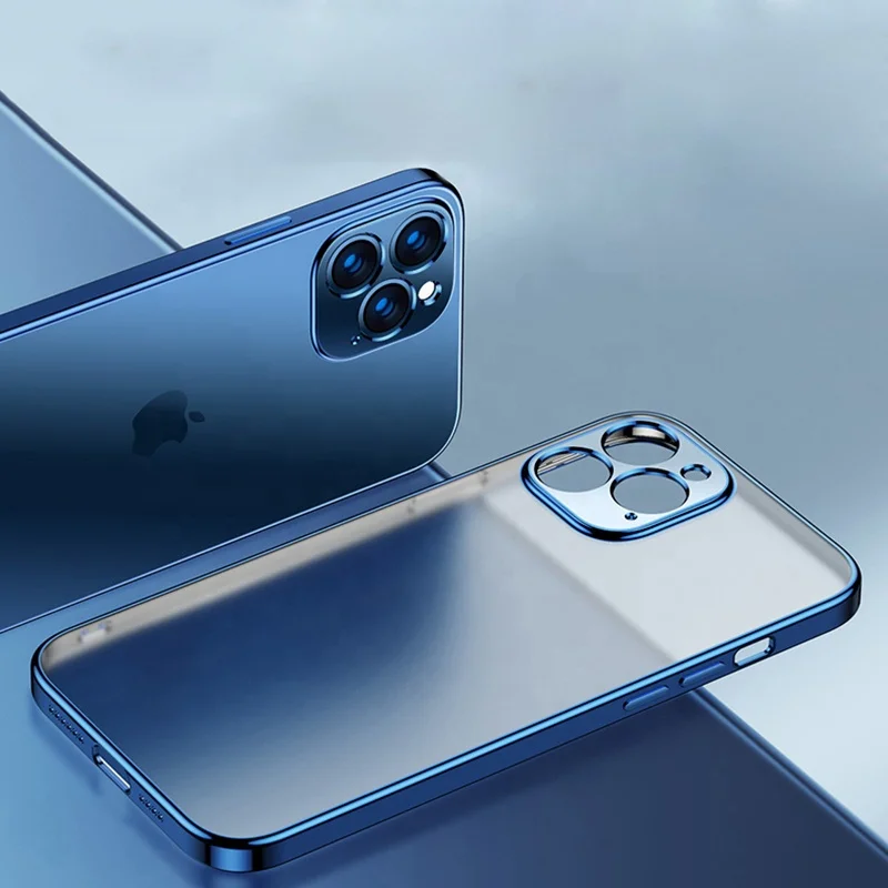 

Luxury Plating Square Frame Soft Silicone Case for iPhone 11 12 Pro Max 12 Mini XR X XS MAX 7 8 Plus Transparent Cover 13 pro