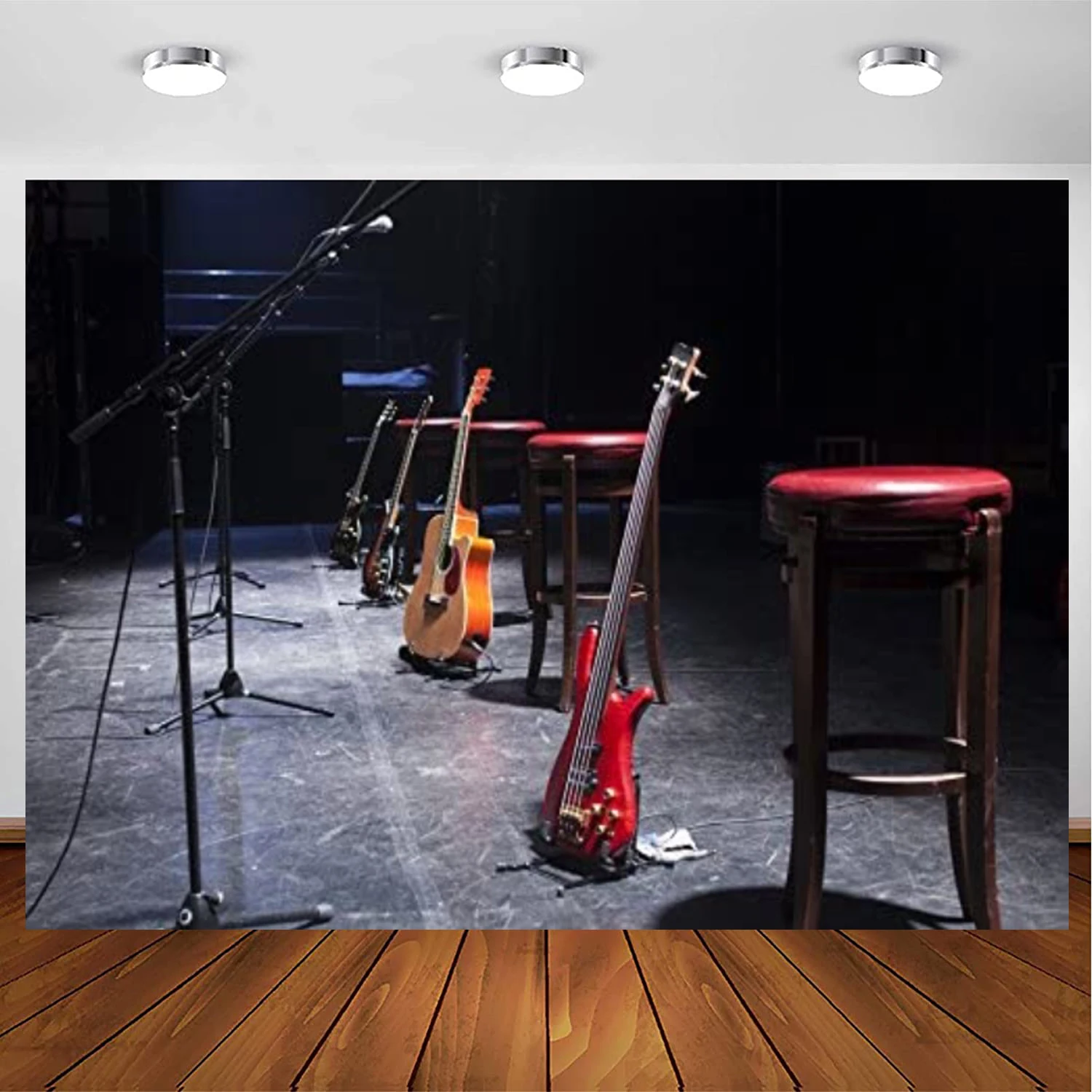 

Band Stage Photography Backdrop Nightclub Show Rock Guitar Singing Performance Bar Background Adult Portrait Photo Booth
