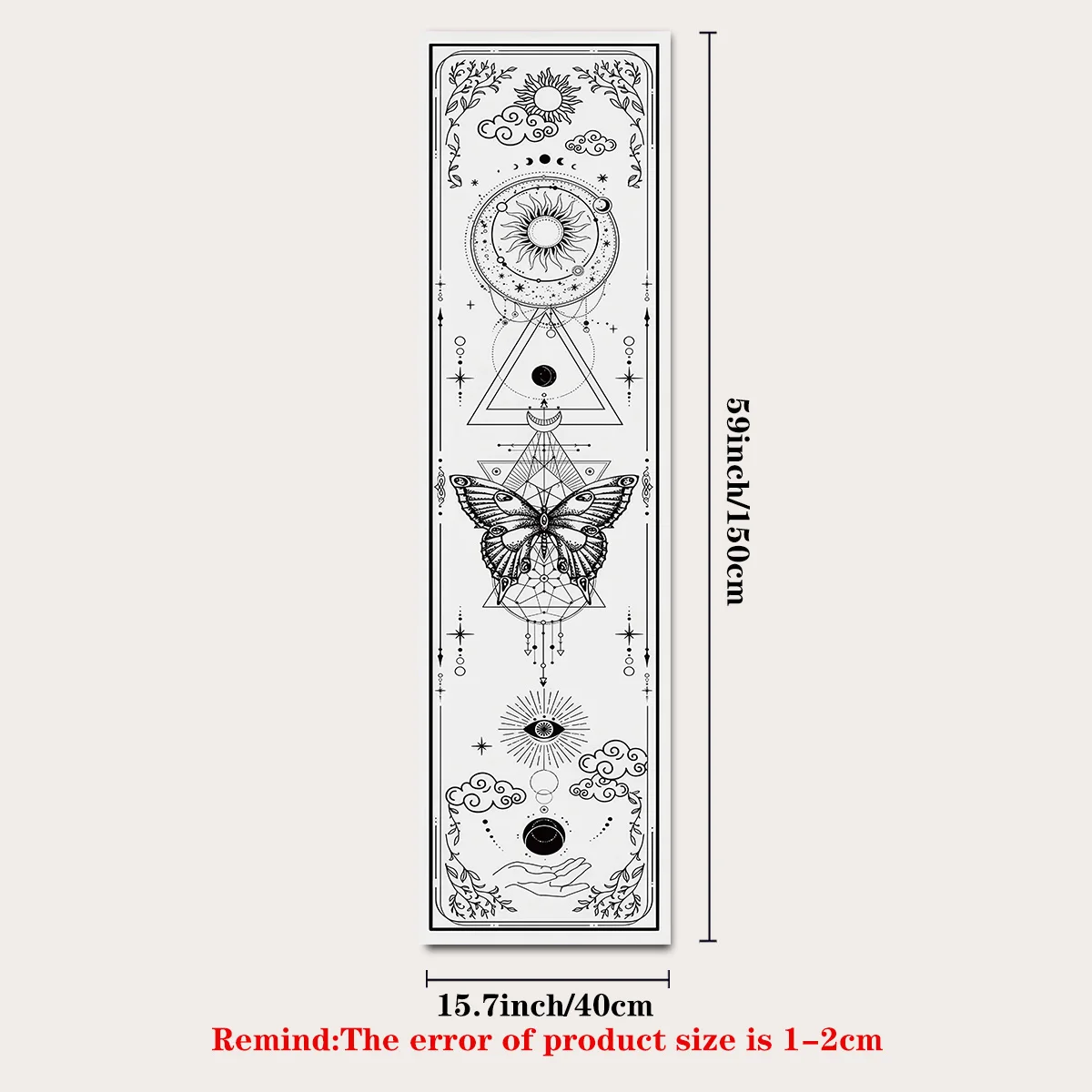 Солнце Луна и звездное небо настенный гобелен готический черный белый бабочка