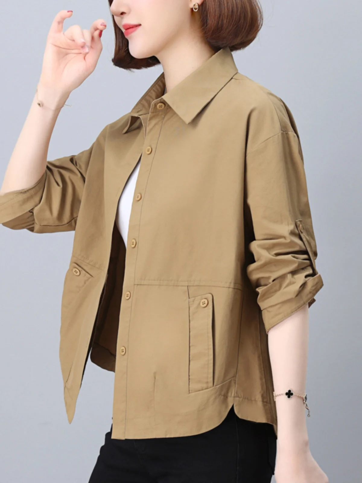 Casual Long sleeve Shirts Women 2024 Spring and Autumn New Early Thin Shirt Mother Versatile Small Outerwear Fashion