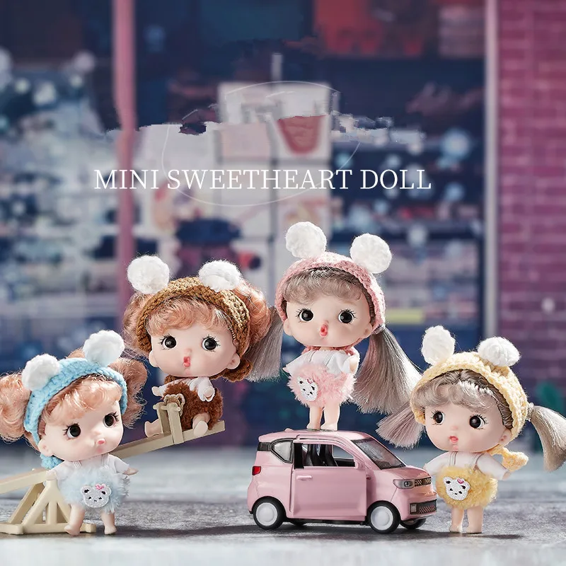 

Kawaii Pocket Doll 10cm Ob11 Cartoon Animals Dolls with Clothes Outfit Surprise 1/12 Baby Bjd Dolls Figure Action Toys for Girls