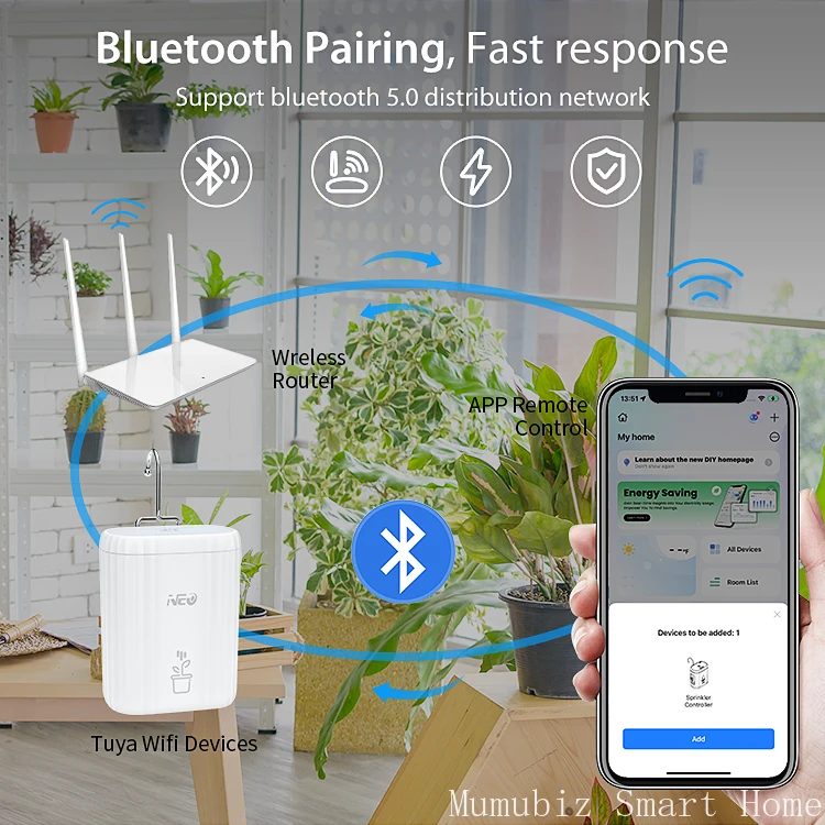 Фото Автоматическая система полива для горшечных растений Tuya Smart WiFi Система капельного орошения с дистанционным управлением для до 10 горшечных растений №3