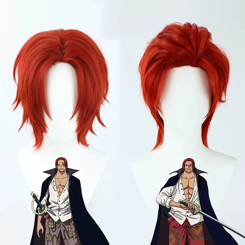 

Anime Shanks Cosplay Wig Short Red Heat Resistant Syntheti Hair Halloween Party Wigs + Wig Cap