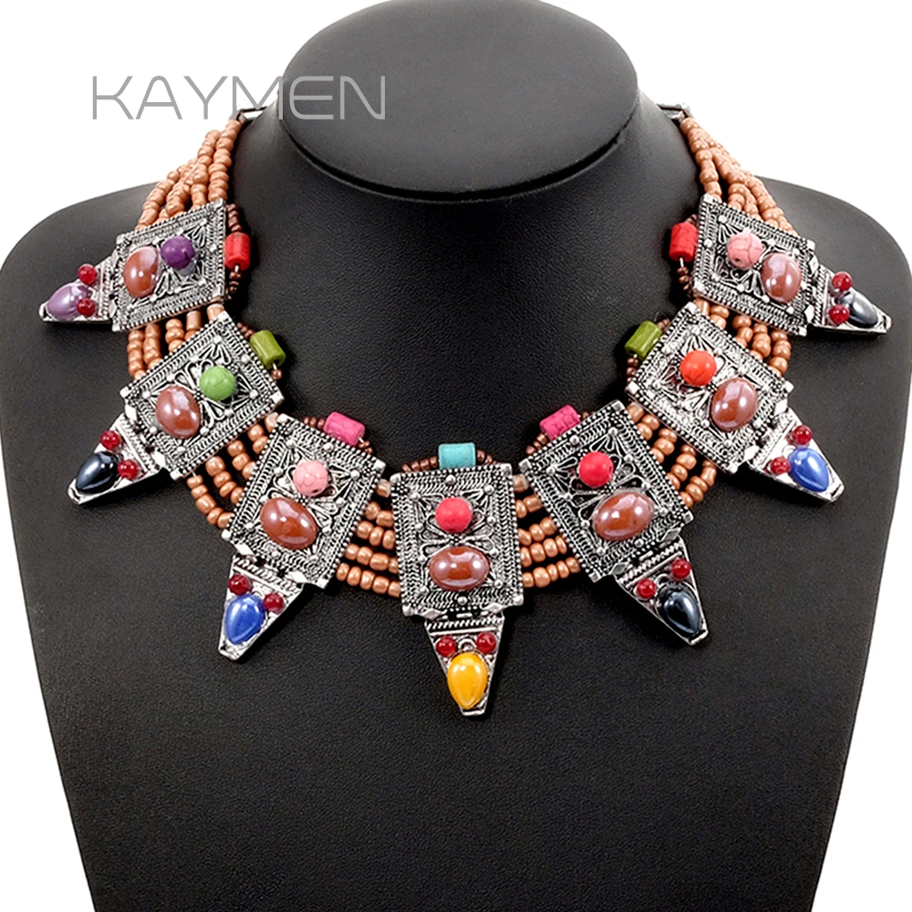 

New Arrival Bohemia Statement Necklace Women Gilrs for Party Wedding Handmade Strands Chunky Vintage Chokers Necklace Jewelry
