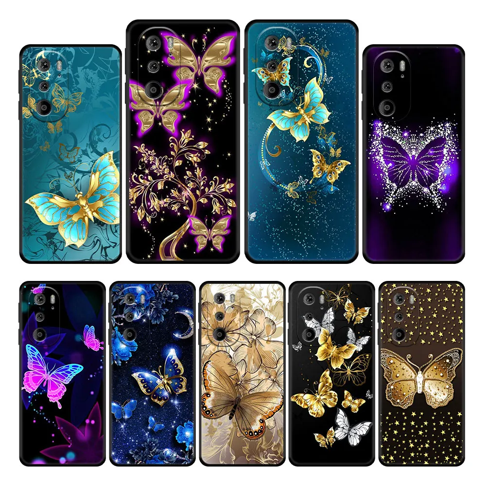 

Beautiful Butterfly Cell Case Cover for Moto G31 Edge 20 30 Pro G71 G22 G60 G30 G51 5G X30 S30 One Fusion Bag Funda Black