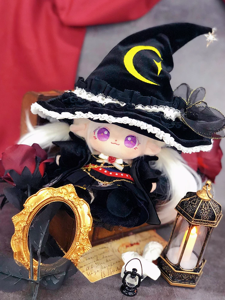 

Available Halloween Costume Little Witch Hat Tea Party Magic Girl Ojamajo Black Dress up 20cm Plush Doll Clothes Shoes Gift Sa