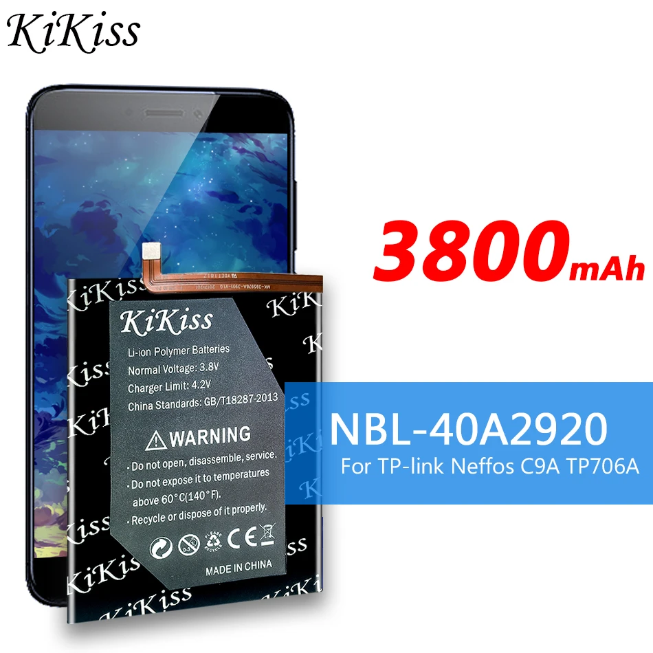 

KiKiss 3800mAh Battery for TP-link Neffos C9A TP706A TP706C NBL-40A2920 NEW Mobile Phone Replacement Batteries