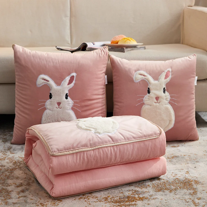 

Ins Plush Rabbit Pillow Quilt Decorative Pillows For Sofa Cushion Covers Car Decorative Cushions Living Room Office Chairs Pad