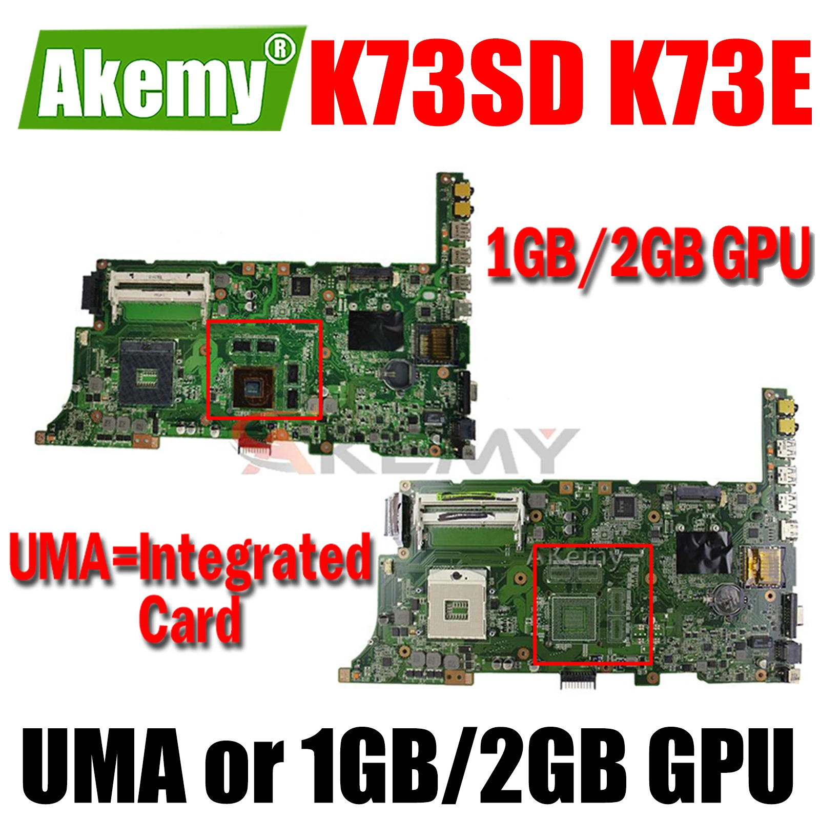 

K73SD K73E Laptop Motherboard UMA or 1GB/2GB GPU for ASUS K73SD K73S K73E X73E K73SJ K73SV K73SM Original Mainboard