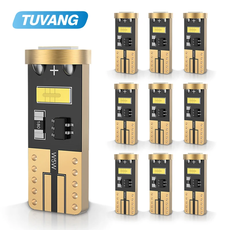 

Лампа для автомобиля 10x T10 W5W, фонарь для автомобиля, лампа для габаритных огней, 2055 фонарь с белым CANBUS 194, габаритные огни для чтения, лампа с пластиной