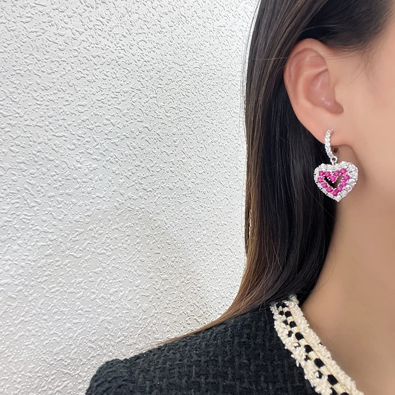 Женские серьги-кольца с цирконием редкие Роскошные серьги подвеской в виде