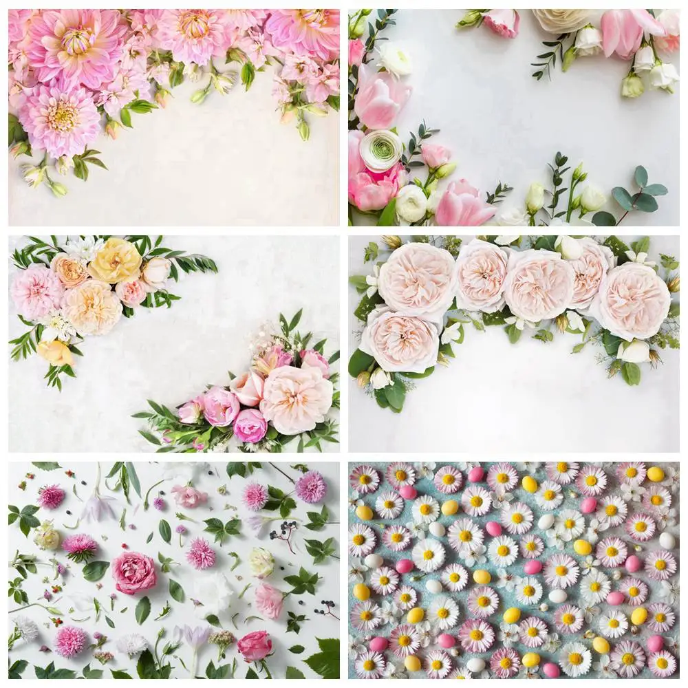 

Flowers Wall Decoration Photography Backdrops Custom Children Birthday Party Self Portrait Table Studio Photo Backgrounds Props