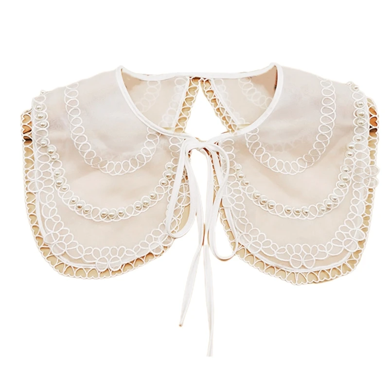 

False Collar Hollow Out Trim Detachable Collar Easy To Wear Women Embroidery Collar Venise Lace Up Neckline