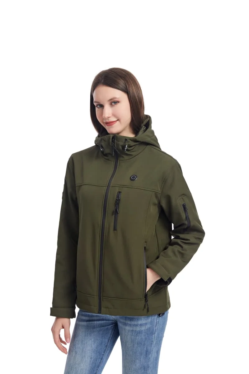 Куртка из софтшелла с подогревом для женщин мягкая толстовка зеленая
