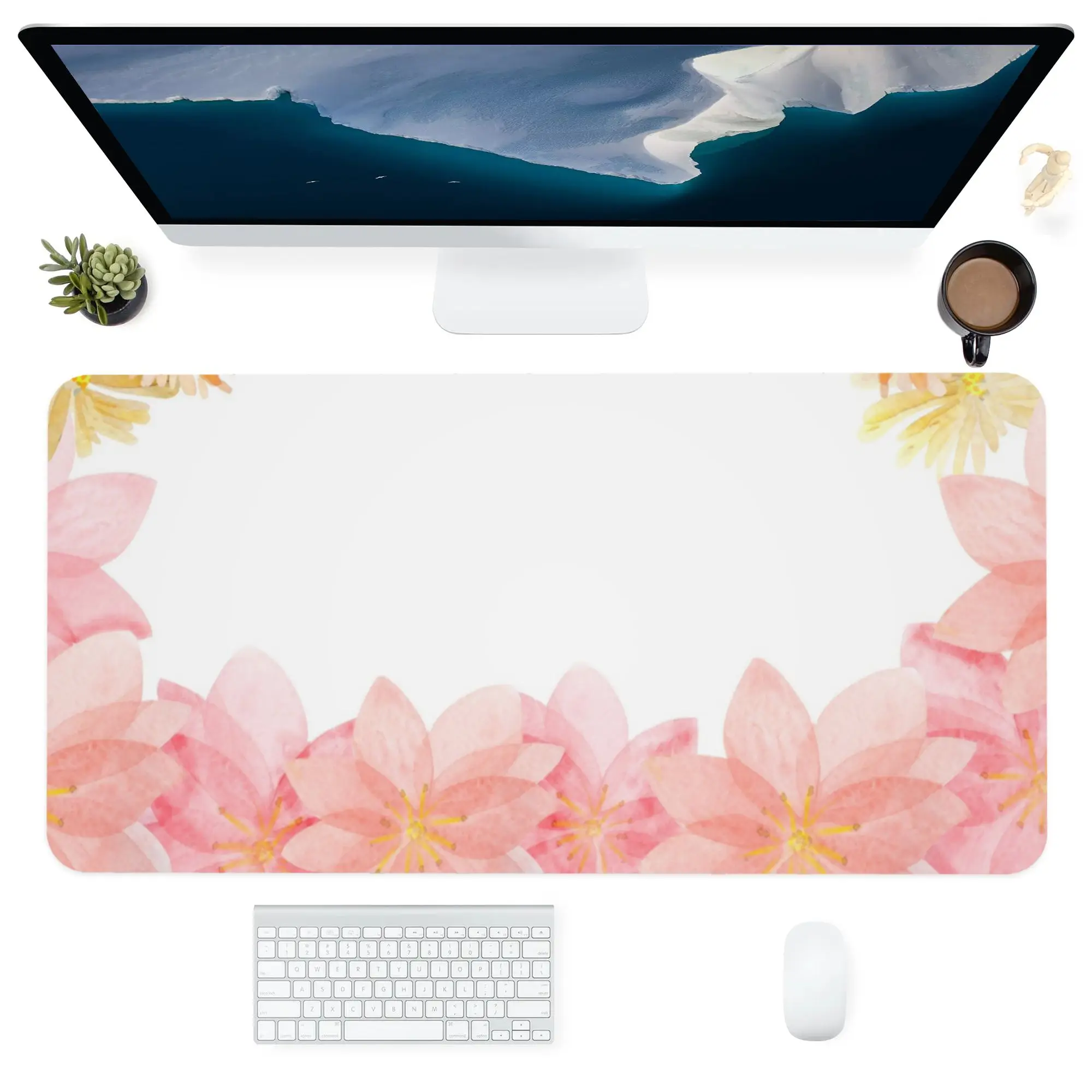 

Computer Office Supplies Keyboards Accessories Mouse Pad Large Anti-Slip Customized Desk Pads Mats Pink Flower Wreath MousePad